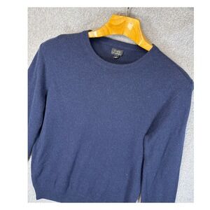 J.Crew 100% Cashmere Sweater Crew Neck Long Sleeve Navy Blue Mens Size S Preppy